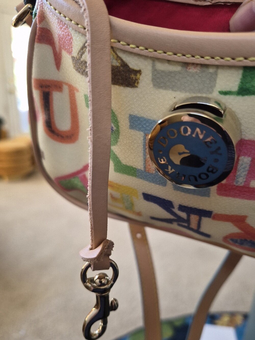 Dooney & Bourke Multicolor Letter-Print Crossbody with Tan Trim And Rainbow Zip - Picture 5 of 16